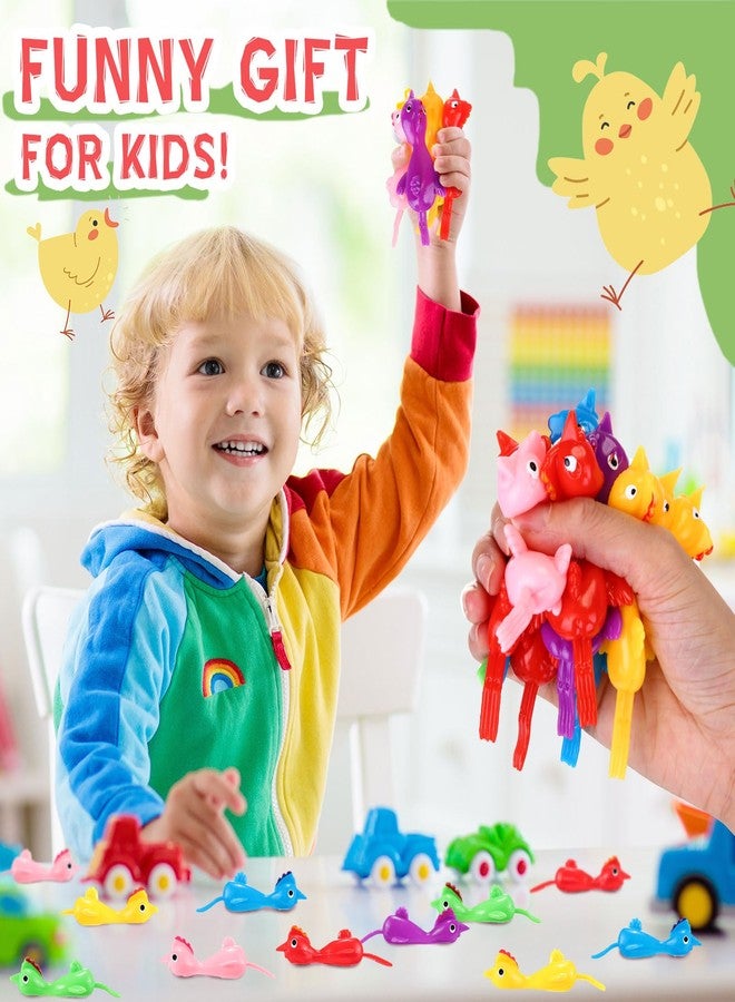 Poen بوين 400 قطعة دجاجة مقلاع 3.94 بوصة هدايا حفلات دجاج طائر مطاطي مطاطي لعبة إطلاق فراخ لعبة نشاط هدايا أعياد الميلاد حشو أكياس الهدايا (متعدد الألوان) - Image 5